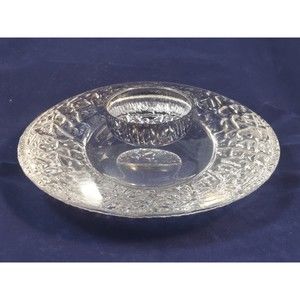 Orrefors Sweden Steel Discus Votive Candle Holder Lars Hellsten 5" Clear Crystal